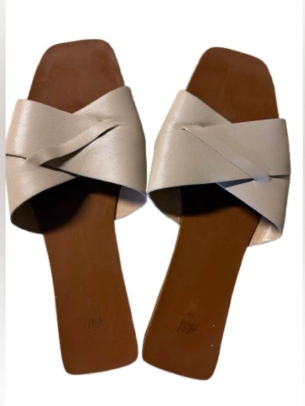 H&M Cream/Taupe Cross-Strap Slide Sandals